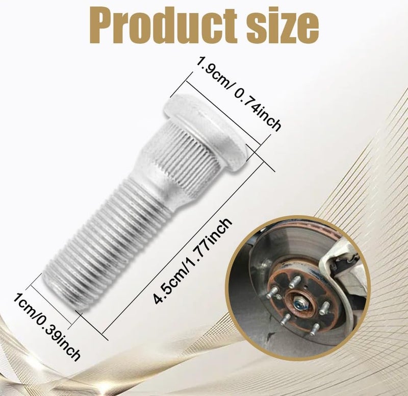 PACLVIO 10PCS Wheel Studs, Steel Tire Studs, 49mm Long & M12x1.5 Steel Lug Bolts, Wheel Lug Stud Car Accessories Compatible with Chevy Lexus Toyota Scion Pontiac,Replace #610-266 90942-02049 (10Pcs) - Image 2